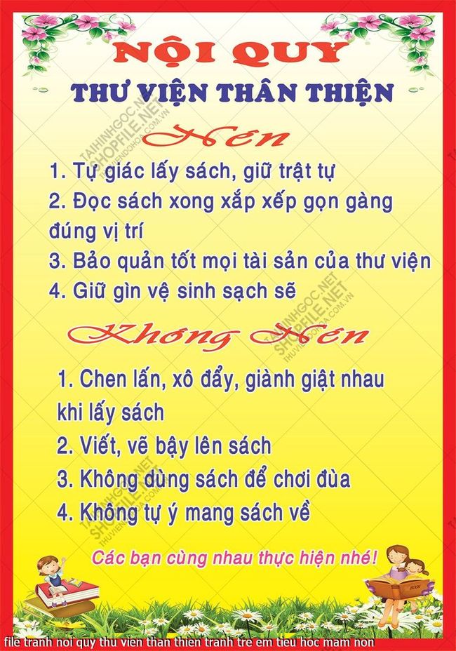 file tranh noi quy thu vien than thien tranh tre em tieu hoc mam non